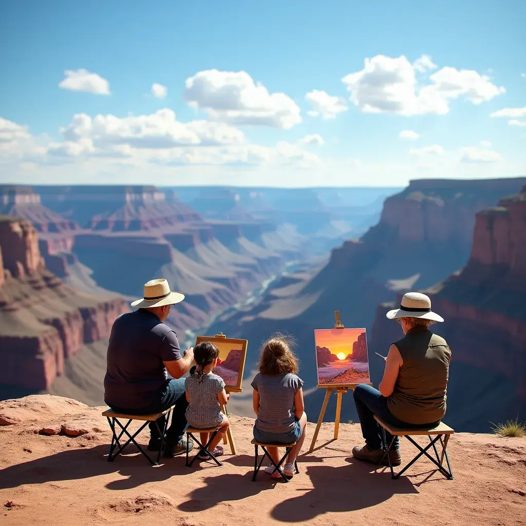 Зеленые деревья и кустарники на фоне красных скал каньона.